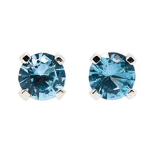Load image into Gallery viewer, 6mm Blue Zircon Stud Earrings in Sterling Silver - December Birthstone
