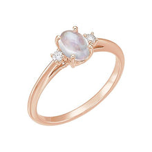 Load image into Gallery viewer, FB Jewels 14K Rose Gold Rainbow Moonstone &amp; .06 CTW Diamond Ring Size 7
