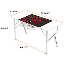 Load image into Gallery viewer, DESIGNA 55'' Gaming Desk, K-Shape Computer Desk with Free Mouse pad, Cup Holder&amp; Headphone Hook &amp; Controller Stand, Gamer Workstation for Home Office, White
