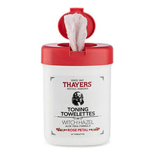 Load image into Gallery viewer, Thayers Alcohol Free Witch hazel Rose Petal TONING TOWELETTES with Aloe Vera, 30Towelettes
