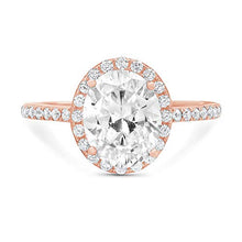 Load image into Gallery viewer, 3.28ct Brilliant Oval Cut Halo Statement Wedding Anniversary Engagement Bridal Ring 14k Rose Gold, 7
