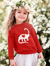 Load image into Gallery viewer, Valentines Sweaters for Girls Boys Dinosaur Love Heart Toddler Kids Sweatshirt 2T Red
