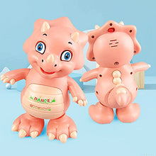 Load image into Gallery viewer, KGUANG Cartoon Cute Baby Dinosaur Triceratops Shaking Swing Walking Music Colorful Lights Children Dancing Dinosaur Toys 2-7 Years Old Boys and Girls Birthday
