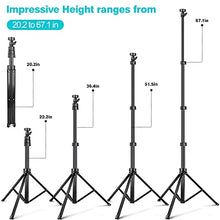 Load image into Gallery viewer, UBeesize 67'' Phone Tripod Stand &amp; Selfie Stick Tripod, All in One Professional Cell Phone Tripod, Cellphone Tripod with Wireless Remote and Phone Holder, Compatible with All Phones/Cameras
