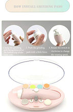 Load image into Gallery viewer, Rechargeable Baby Nail File, Fansidi Electric Baby Nail Trimmer for Newborn Infant or Toddler Toenail and Fingernail - Girls and Boys Accessory - Extra Replacement Pads Included (Pink)
