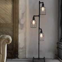 Load image into Gallery viewer, NIUYAO Industrial Style 60'' High Track Tree Floor Lamp Iron Cage 3 Lights Pipe LED Floor Light Fixture Black 409434
