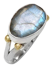 Load image into Gallery viewer, YoTreasure Labradorite Solid 925 Sterling Silver Brass Ring
