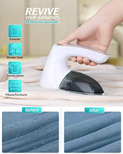 Load image into Gallery viewer, Sweater Fabric Shaver Lint Remover - Upgraded Fabric Defuzzer Rechargeable Electric Lint Fuzz Pills Remover with Quandruple Protection &amp; 2 Replaceable 6-Leaf Blades, Trimmer Effectively Faster by 50%
