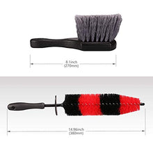 Load image into Gallery viewer, SPTA 9Pcs Wheel &amp; Tire Brush Car Detailing kit, Easy Reach Wheel and Rim Brush, 5pcs Detailing Brushes, Short Handle Cleaning Brush, 1pc Microfiber Cleaning Cloth, Great to Clean Dirty Tires
