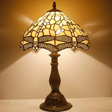 Load image into Gallery viewer, Tiffany Lamp with Cream Stained Glass and Crystal Bead Dragonfly Table Lamp in Height 18 Inch for Living Room Antique Coffee Table Desk Beside Bedroom S139 WERFACTORY
