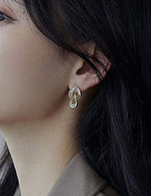 Load image into Gallery viewer, Zircon Geometric Stud Earrings - 14k Gold Plated Cross ring Inlaid with Zircon for Women Girl Gifts Valentines/Birthday/Anniversary/Mother’s Day
