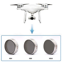 Load image into Gallery viewer, LENSKINS 3 Pack ND4/ND8/ND16 Camera Lens Filter for DJI Phantom 4 Pro/Pro+/Advance, AGC Optics, Weather-Sealed, Multi-Resistant Coated Neutral Density Filter
