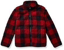 Load image into Gallery viewer, Amazon Essentials Girl's Polar Fleece Lined Sherpa Full-Zip Jacket, Red Buffalo Check, Small
