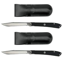 Load image into Gallery viewer, KAI Personal Steak / Gentleman's Knife, Manual Folding Japanese Pocketknife with Leather Sheath, 3.25 Inch Blade, Silver, Black Handle, KAS5702
