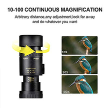 Load image into Gallery viewer, 4K 10-300X40mm Super Telephoto Zoom Monocular Telescope, Waterproof Fogproof Monocular with Smartphone Holder &amp; Tripod -for Bird Watching/Hunting/Camping/Travelling/Hiking (with Tripod and Clip)
