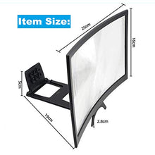 Load image into Gallery viewer, Cinyiuze 12'' 3D Curved Screen Magnifier for Mobile Phone, HD Magnifier Projector Screen Enlarger for Videos, Movies, Games, Foldable Phone Stand with Screen Amplifier, Compatible with All Smartphones

