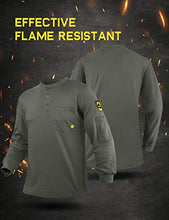 Load image into Gallery viewer, PTAHDUS Men's Flame Resistant Long Sleeve Henley Shirt, 7.1 Ounce 100% Cotton FR Workwear Clothing for Men. (Khaki, Small)
