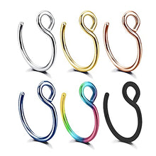 Load image into Gallery viewer, 20G Stainless Steel Nose Rings 8mm Nose Cuff Piercing Jewelry Hoop for Faux Lip Septum Boby Piercing (6 pcs)
