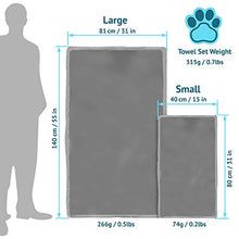 Load image into Gallery viewer, Iceland Outdoors Dog Towel Super Absorbent Large - 2 Microfiber Towels 1 Large, 1 Small Makes Drying Large Medium and Small Dogs Fast &amp; Easy
