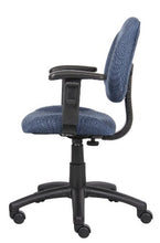 Load image into Gallery viewer, Boss Office Products Perfect Posture Delux Fabric Task Chair with Adjustable Arms in Blue
