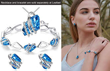 Load image into Gallery viewer, Leafael Wish Stone Pendant Necklace with Aquamarine Blue Birthstone Crystal for March and December, Silvertone, 18" + 2" Chain
