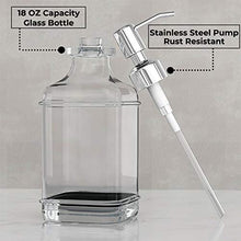 Load image into Gallery viewer, GLADPURE Soap Dispenser - 2 Pack, 18 Oz Antique Design Thick Glass Hand Soap Dispensers; with 304 Rust Proof Stainless Steel Pump, 6Pcs Clear Stickers, for Kitchen, Bathroom
