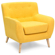 Load image into Gallery viewer, Best Choice Products Mid-Century Modern Linen Upholstered Button Tufted Accent Chair - Yellow
