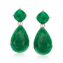 Load image into Gallery viewer, Ross-Simons 19.20 ct. t.w. Emerald Drop Earrings in Sterling Silver
