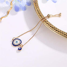 Load image into Gallery viewer, Vintage Blue Evil's Eyes Bracelet Link Chain Fashion Ethnic Adjustable Rhinestone Blue Eye Bracelet Bangle for Women Girls (Deep blue)
