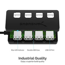 Load image into Gallery viewer, Sabrent 4-Port USB 2.0 Data Hub with Individual LED lit Power Switches [Charging NOT Supported] for Mac &amp; PC (HB-UMLS)
