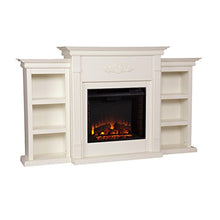 Load image into Gallery viewer, SEI Furniture Tennyson Electric Bookcases Fireplace, Ivory
