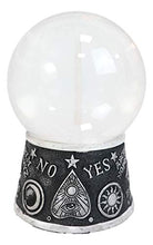 Load image into Gallery viewer, Ebros Wicca Sacred Moon Ouija Spirit Trance Board Evil Eye Pedestal Figurine with Blue and White LED Scrying Glass Gazing Ball Orb Fused with Scroll Lace Planchette Symbol
