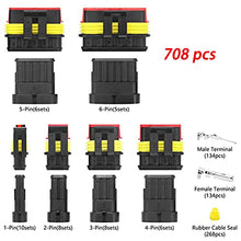 Load image into Gallery viewer, 708Pcs 43 Kits Waterproof Automotive Electrical Connector Terminals 1/2/3/4/5/6 Male&amp;Female Pin Automotive Wire Connectors Kit
