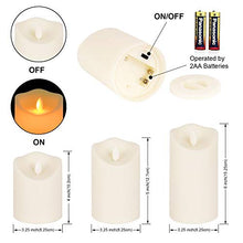 Load image into Gallery viewer, Flickering Flameless Candles Outdoor Waterproof Battery Operated Candle Led Candle Pillar Frosted Plastic Candle Set of 3 Include Realistic Dancing LED Flames and Remote Control （D:3.25"x H:4"5"6"）
