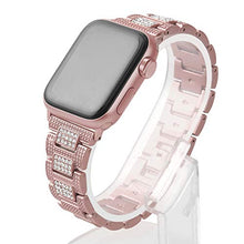 Load image into Gallery viewer, hooroor Bling Bands Compatible Apple Watch Band 38mm 40mm/42mm 44mm iWatch Series 6 SE 5 4 3 2 1 for Women Men, Diamond Rhinestone Bracelet Stainless Steel Metal Replacement Wristband Strap, Rose Gold
