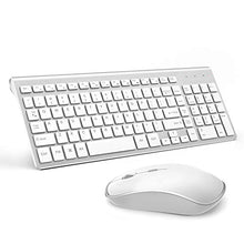Load image into Gallery viewer, Wireless Keyboard and Mouse,JOYACCESS USB Slim Wireless Keyboard Mouse with Numeric Keypad Compatible with iMac Mac PC Laptop Tablet Computer Windows (Silver White)

