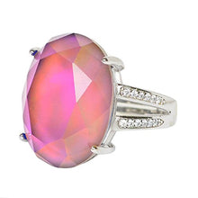 Load image into Gallery viewer, Fun Jewels Elegant Multi Color Change Facet Oval Crystal Stone Brass Mood Ring Size Adjustable
