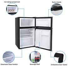 Load image into Gallery viewer, ROVSUN 2 Door Compact Refrigerator with Freezer, 3.2 CU FT Upright Mini Fridge Cooler for Food Drink Beer Storage with Removable Shelves, Ice Tray, Scraper, Perfect for Apartment, Bedroom, Office &amp; Dorm
