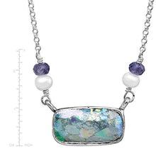 Load image into Gallery viewer, Silpada 'Pons Drusi' 4-4.5 mm Freshwater Cultured Pearl &amp; Roman Glass &amp; Natural Iolite Necklace in Sterling Silver
