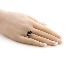 Load image into Gallery viewer, Gem Stone King 925 Sterling Silver Black Onyx 3-Stone Women's Ring (2.41 Cttw Oval, Available 5,6,7,8,9) (Size 6)
