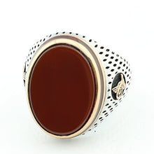 Load image into Gallery viewer, KAR 925K Stamped Sterling Silver Agate (Aqeeq) Ottoman Men's Ring K51C (8)
