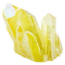 Load image into Gallery viewer, Rockcloud Healing Crystal Natural Titanium Coated Lemon Yellow Rock Quartz Cluster Geode Druzy Home Decoration Gemstone Specimen
