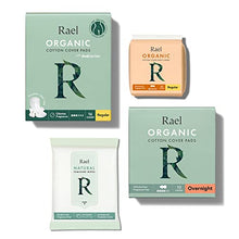 Load image into Gallery viewer, Rael Period Essential Value Set - Organic Cotton Cover Regular &amp; Overnight Pads, Regular Liners and pH Balanced Feminine Wipes
