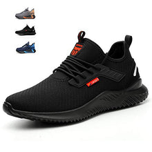 Load image into Gallery viewer, ulogu Steel Toe Sneakers for Men Women Breathable and Lightweight Safety Construction Work Shoes Black/Red
