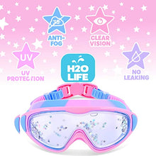 Load image into Gallery viewer, H2O Life Kids Swim Goggles for Girls and Boys Fun Toddler Swimming Eyewear Protection for Children (OS, Pink Star Glitter)
