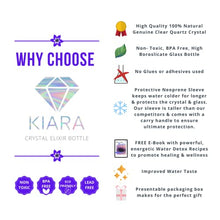 Load image into Gallery viewer, Kiara Crystal Elixir Bottle | 16oz Natural Gemstone Water Bottle for Making Crystal Infused Gemwater | Includes Premium Healing Crystal, Free E-Book and Neoprene Sleeve (Super Sleeve - Amethyst)
