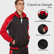 Load image into Gallery viewer, Men's Tracksuit Set 2 Piece Athletic Sports Casual Full Zip Active Wear Sweatsuit Black Small
