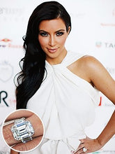 Load image into Gallery viewer, Kim Kardashian Sterling Silver Engagement Wedding Ring with Large Carat Emerald Cut Cubic Zirconia CZ 6
