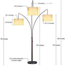Load image into Gallery viewer, Brightech Trilage Arc Floor Lamp w/Marble Base - 3 Lights Hanging Over The Couch from Behind - Multi Head Arching Tree Lamp - for Mid Century, Modern &amp; Contemporary Rooms - Oil Rubbed Bronze
