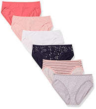 Load image into Gallery viewer, Amazon Essentials Women's Cotton High Leg Brief Underwear, Pack of 6, Stars &amp; Dots, X-Large
